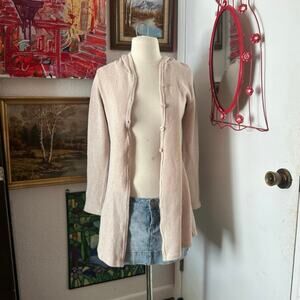 cien beige tan knit hooded cardigan long sleeve
